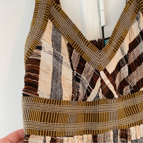 100% Silk Plenty by Tracy Reese Brown Plaid Dress w/ Bright Colored Back Panel - Picture 7 of 13